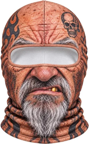 Vista 16 de Máscara de esquí de anciano, pasamontañas, máscara facial realista 3D b01