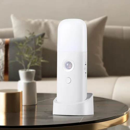 Vista 10 de CREWEEL Luces nocturnas con sensor de movimiento para interiores, luz nocturna recargable, funciona con pilas, luz nocturna portátil con brillo