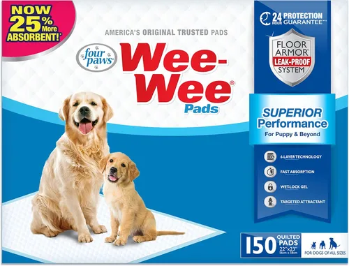 Vista 12 de Four Paws Wee-Wee - Almohadillas de orina sin perfume de rendimiento superior para perros y cachorros, acolchados a prueba de fugas para perros