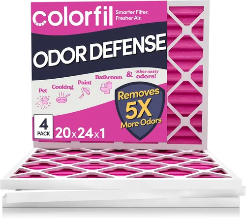 Vista 21 de Colorfil - Filtro de aire de 12 x 12 x 1 pulgadas, filtros que cambian de color para olores de gatos y perros, filtro de aire acondicionado MERV 8