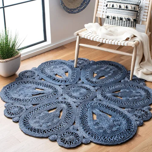 Vista 6 de SAFAVIEH Alfombra redonda de 3 pies, colección de fibra natural, óxido, yute hecho a mano, diseño floral bohemio decorativo (NF360T)