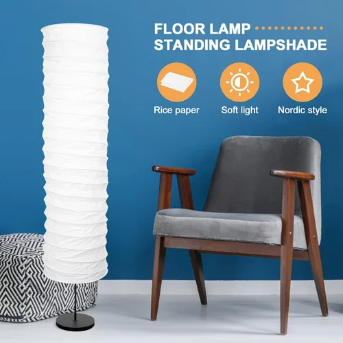 Vista 4 de STOBOK Pantalla de lámpara de pie de papel de arroz, estilo nórdico, cubierta de luz de mesa, pantalla de pie, protector de repuesto, para el hogar
