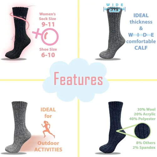 Vista 6 de Sierra Socks Calcetines gruesos de lana para mujer