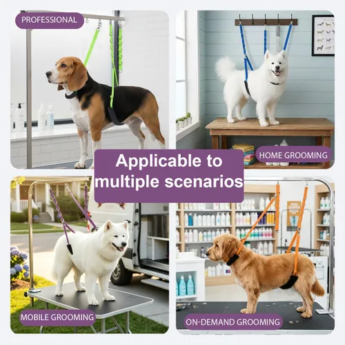 Vista 4 de Lazos de aseo para perros, correas para el vientre para mascotas, bandas para el vientre, color negro, herramientas de aseo cómodas y ajustables