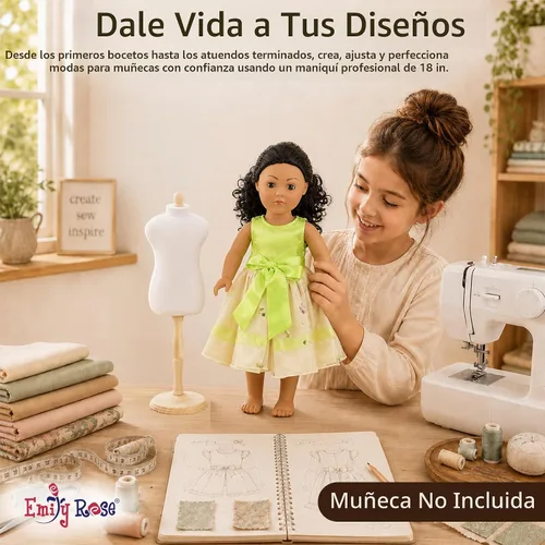 Vista 4 de Emily Rose Forma de maniquí de muñeca de 18 pulgadas, relleno 100% de algodón para coser y exhibir, compatible con ropa para muñecas American Girl