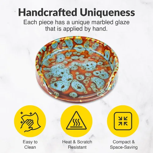 Vista 2 de Soporte de cuchara de cerámica para encimera de cocina y estufa (turquesa mármol)