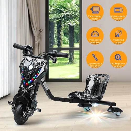 Vista 4 de Drift Kart, triciclos de paseo para niños, triciclo de deriva de rueda grande para mayores de 8 años, triciclo para niños con asiento ajustable