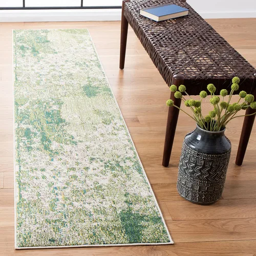 Vista 7 de SAFAVIEH Madison Collection - Alfombra decorativa de 2 pies 2 pulgadas x 4 pies, verde y azul, diseño abstracto moderno, no desprende pelusa