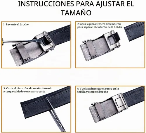 Vista 5 de Barry.Wang Cinturón de trinquete de cuero para hombre 1 3/8" hebilla A Oro Verde