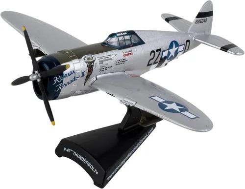 Vista 2 de Sello postal P-47 Thunderbolt "Kansas Tornado II" 1/100 Modelo de avión de combate coleccionable de la Segunda Guerra Mundial – Réplica histórica