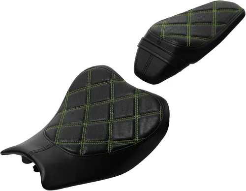 Vista 9 de C.C. RIDER Asiento de piloto para conductor y pasajero apto para Kawasaki Z900 2017-2024 07-Negro+Verde