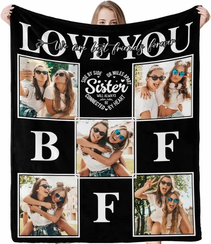 Vista 23 de InterestPrint Regalos para hermanas de hermana manta con collage de fotos, mantas de fotos personalizadas para hermanas, mejores amigas, mujeres
