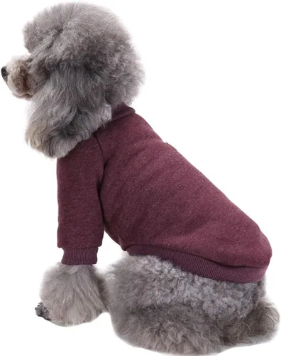 Vista 4 de Suéter de punto clásico para perros y mascotas, cálido para invierno, abrigo para mascotas, suéter suave para perros pequeños (XS, marrón)
