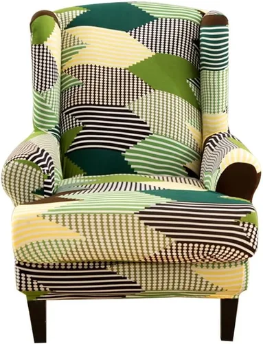 Vista 14 de Fundas para silla Wingback, 2 piezas, estilo americano, fundas elásticas para sillón de ala con parte inferior elástica, protector de muebles