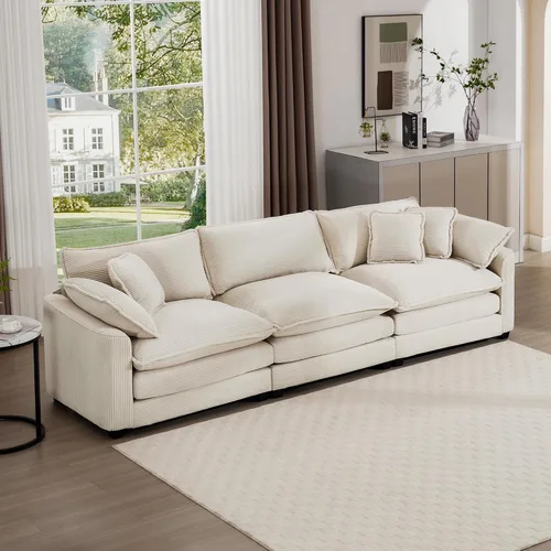 Vista 45 de Aoowow Sofá de dos plazas de pana, modernos sofás de nube de 2 plazas para sala de estar, sofás modulares de nube seccionales con asiento profundo