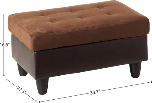 Vista 8 de Beverly Fine Furniture Andes - Juego de sofá de piel de microfibra con otomana, color marrón