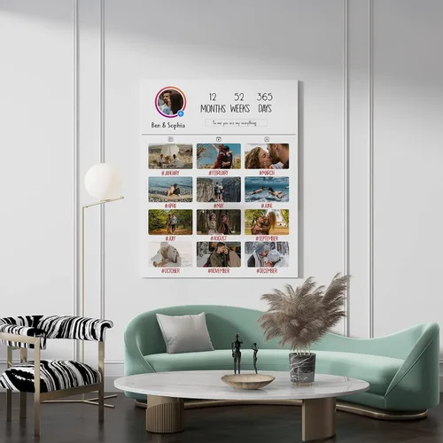 Vista 5 de Lienzo enmarcado de collage de 13 imágenes personalizado con tus fotos, lienzo de collage personalizado de múltiples fotos, regalo ideal para bodas