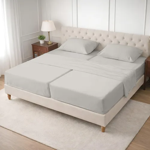 Vista 40 de SGI bedding Sábana Queen de 28 pulgadas con cabecera flexible y parte superior dividida, 100% algodón egipcio - 600 número de hilos, sábanas