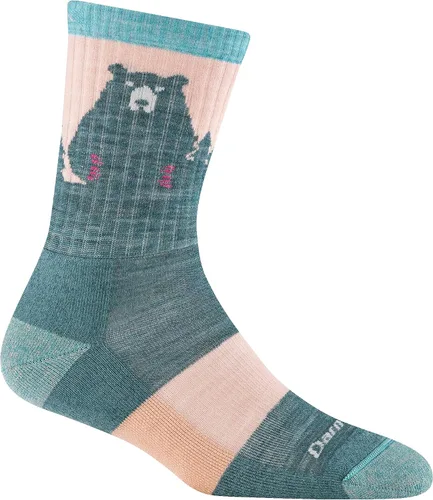 Vista 14 de Darn Tough Bear Town Micro Crew - Calcetines ligeros con cojín para mujer (estilo 1970) - Agua
