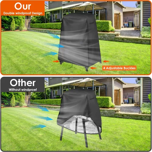 Vista 6 de Funda para parrilla Ninja Woodfire compatible con horno de pizza Ninja OO101 con soporte, cubiertas impermeables para parrilla al aire libre Ninjaa