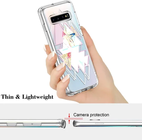 Vista 6 de ICEDIO Funda para Galaxy S10+ Plus, funda de TPU transparente con diseños de moda para niñas y mujeres, funda protectora de ajuste delgado