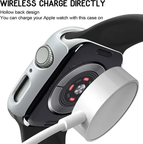 Vista 5 de Mugust Paquete de 4 unidades compatibles para carcasa Apple Watch 1.496 pulgadas Series 3 2 1, carcasa rígida de PC parachoques marco de protección