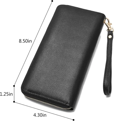 Vista 3 de WOZEAH - Cartera de piel sintética con cremallera y bloqueo RFID para mujer, ideal para viajar