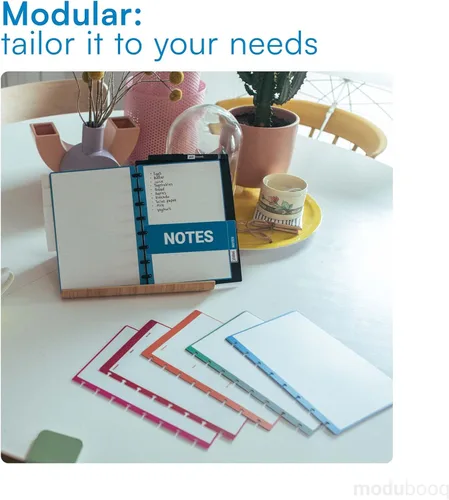 Vista 7 de Modubooq notes, block - Cuaderno inteligente modular reutilizable A5 - 40 páginas azules a rayas con tecnología duratech3 - Cuaderno con sistema