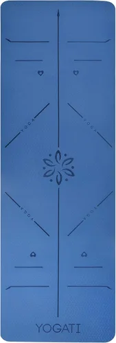 Vista 3 de YOGATI® Esterilla de Yoga con Correa con Líneas de Alineación. Esterilla de Entrenamiento en Casa para Mujeres, Hombres y Niños. Esterilla de Yoga