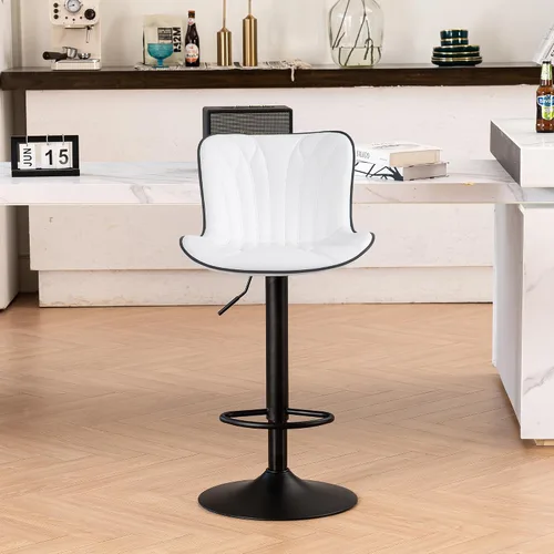 Vista 20 de YOUNIKE Juego de 2 taburetes de bar marrones modernos giratorios de altura de mostrador con respaldo alto ajustable para cocina, taburetes de bar