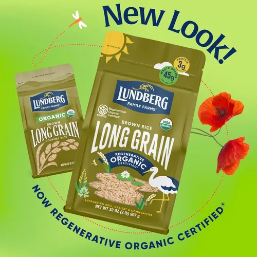 Vista 6 de Lundberg Arroz integral orgánico regenerativo de grano largo, Kosher, certificado orgánico por USDA, sin gluten y sin OMG, 32 onzas (paquete de 1)