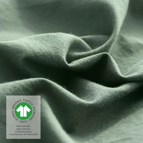 Vista 5 de Ventidora - Juego de funda de edredón de 2 piezas de tamaño individual verde, 100% algodón orgánico lavado de lino de textura, juego de ropa de cama