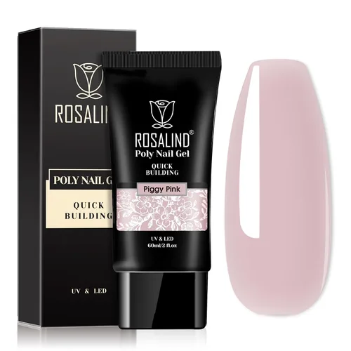 Vista 10 de ROSALIND Pink Poly Gel de uñas de 2 onzas, gel de extensión de polietileno nude para uñas natural constructor de uñas, gel rosa, extensión
