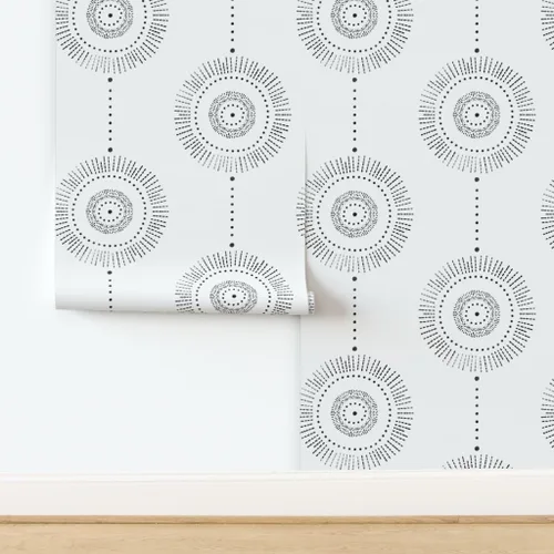 Vista 4 de Spoonflower Boho Geometric Pre-Pasted Removable Wallpaper Sample 12" x 24" Watercolor Circles Abstract Neutral Self-adhesive, removable and