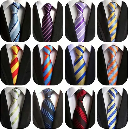 Vista 8 de WeiShang Corbata clásica de seda para hombre, corbatas tejidas jacquard