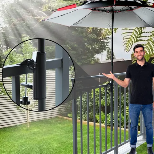 Vista 5 de weallbuy Soporte de abrazadera para sombrilla de patio al aire libre, soporte para sombrilla de terraza, soporte para sombrilla de patio para silla