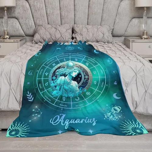 Vista 5 de Manta Acuario para Regalos, 40" x 30" Manta Rectangular de Franela del Zodiaco Acogedora, Regalo para Niños Niñas Adolescentes Mujeres Hombres
