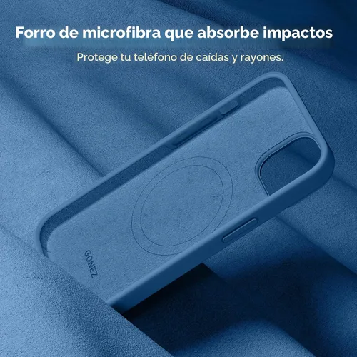 Vista 8 de GONEZ Funda magnética para iPhone 14, compatible con Magsafe, con protector de pantalla + protector de cámara, forro de microfibra antiarañazos Azul