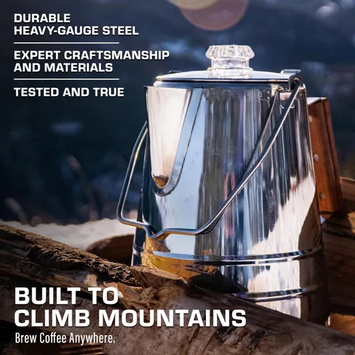 Vista 6 de COLETTI Cafetera de Café Percolador para Acampar Butte — Cafetera de Café Percolador, SIN Aluminio ni Plástico [14 Tazas]