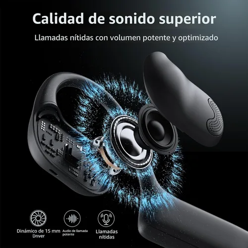 Vista 4 de CXK Auriculares de oreja abierta con micrófono, Bluetooth 5.4 micrófono de cancelación de ruido dual para llamadas claras, auriculares ligeros