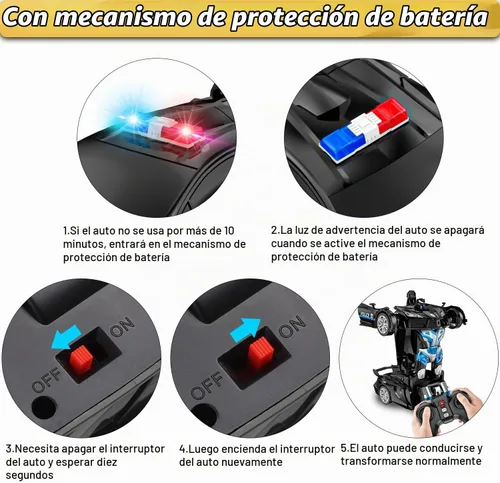 Vista 7 de Coche teledirigido, un botón transforma el coche de los juguetes con la Negro