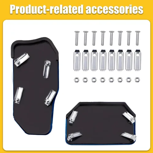 Vista 6 de 2 piezas de repuesto para pedal de automóvil, acelerador + freno, instalación sin perforaciones, pedales decorativos deportivos, aleación + goma