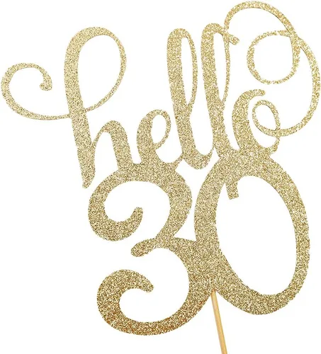 Vista 7 de Hello 30 - Decoración para tartas con purpurina, decoración de pastel de aniversario de boda, decoración de pastel de fiesta, 30 años, feliz