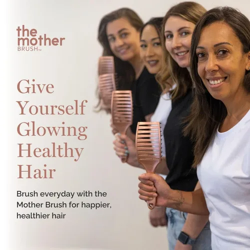Vista 6 de HAPPY HAIR: The Mother Brush - Cepillo desenredante patentado de calidad de salón de belleza, cerdas de jabalí con alfileres diseñadas para que