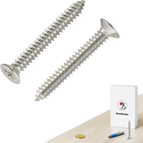 Vista 15 de Tornillos para madera, 120 tornillos Phillips de cabeza plana, tornillo de acero inoxidable 304 con kit de avellanado de madera ajustable (#4 x 1)