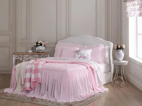 Vista 10 de Shabby Chic® - Colcha tamaño King, ropa de cama de algodón suave con fundas a juego, decoración del hogar bellamente drapeada para todas