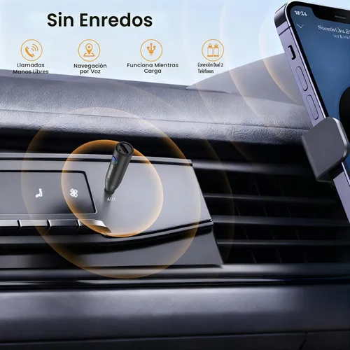 Vista 2 de Maedhawk Receptor Bluetooth 5.4 Adaptador auxiliar de 0.1 in para coche Negro