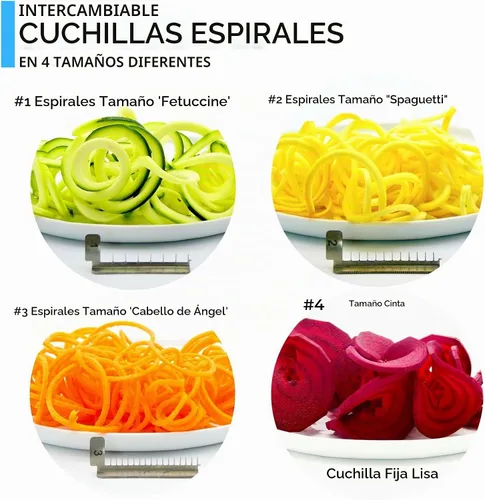 Vista 3 de Impeccable Culinary Objects (ICO) Spiralizer vegetal de metal de 2 hojas, negro., Negro Espiralizador para fideos vegetales para uso