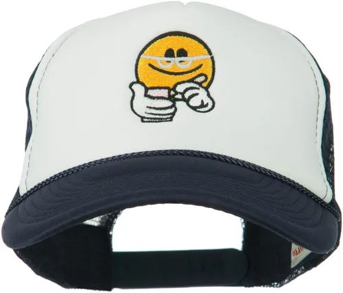 Vista 9 de e4Hats Scribe Smile Face - Gorra de malla de espuma bordada Negro blanco