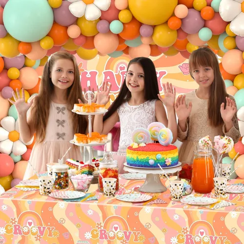 Vista 5 de Kit de arco de guirnalda de globos retro bohemios, 180 piezas de arco de globos con globos de margaritas para decoración de fiesta de cumpleaños